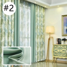 Cortina Opaca Hecha A Medida Con Patrón De Hojas Para Ventana