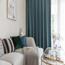 Cortina Opaca De Lino Hecha A Medida, Color Sólido, Protección Ambiental, Oscurecimiento.