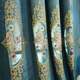 Cortina De Chenilla Hecha A Medida, Estilo Europeo, Con Bordado Floral.
