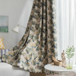 Cortina Opaca Espesa Max, Hecha A Medida, Con Diseño De Hojas De Plátano Verde, Jacquard, Para Oscurecer La Habitación.
