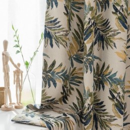 Cortina Opaca Espesa Max, Hecha A Medida, Con Diseño De Hojas De Plátano Verde, Jacquard, Para Oscurecer La Habitación.