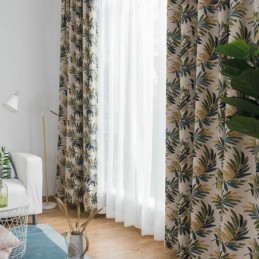 Cortina Opaca Espesa Max, Hecha A Medida, Con Diseño De Hojas De Plátano Verde, Jacquard, Para Oscurecer La Habitación.