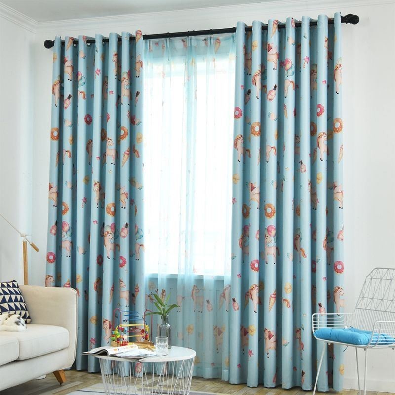 Cortina Opaca Hecha A Medida Con Estampado De Dibujos Animados Para Habitación Infantil