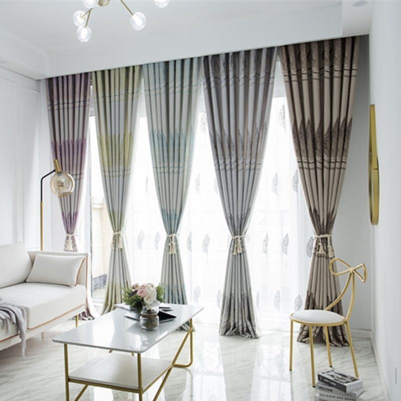 Cortinas Opacas Modernas De Tela Jacquard Con Diseño De Árbol