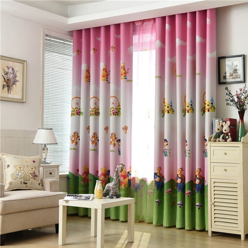 Cortina Opaca De Dibujos Animados Hecha A Medida Con Estampado De Winnie The Pooh Para Habitación Infantil