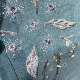 Cortina De Chenilla Hecha A Medida Con Bordado Floral Moderno