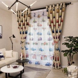 Cortinas Opacas Para Niños Con Estampado De Coches De Dibujos Animados, Decoración Para Ventanas