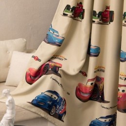 Cortinas Opacas Para Niños Con Estampado De Coches De Dibujos Animados, Decoración Para Ventanas