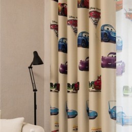 Cortinas Opacas Para Niños Con Estampado De Coches De Dibujos Animados, Decoración Para Ventanas