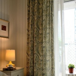 Cortina Vintage Americana Hecha A Medida Con Magnífico Estampado De Tótem Para Sala De Estar