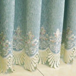 Cortina De Chenilla Hecha A Medida, Estilo Europeo, Con Bordado Floral, Para Ventana.