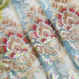 Cortina De Chenilla Hecha A Medida, Estilo Europeo, Con Bordado Floral, Para Ventana.