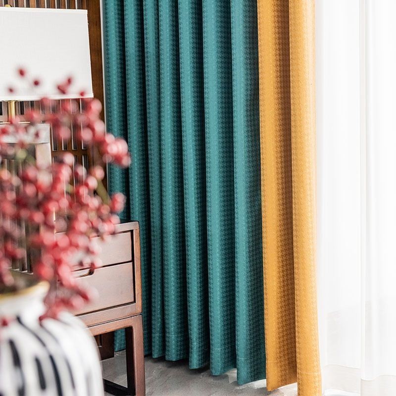 Cortina Jacquard De Pata De Gallo, Hecha A Medida, Opaca Para Sala De Estar Y Dormitorio.