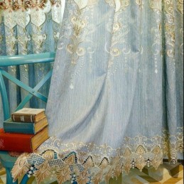 Cortina De Chenilla Hecha A Medida, Estilo Europeo, Con Bordado Floral, Para Ventana.