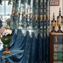 Cortina De Chenilla Hecha A Medida, Cortina Hueca Con Bordado De Flores