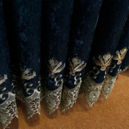 Cortina De Chenilla Hecha A Medida, Cortina Hueca Con Bordado De Flores