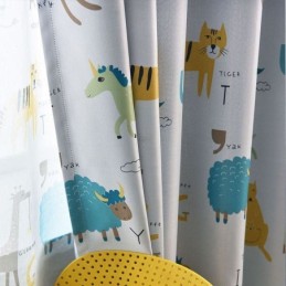 Cortina Opaca Hecha A Medida Con Estampados De Animales Para Habitación Infantil