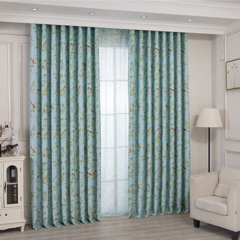 Cortinas Opacas Estilo Pastoral Americano Con Estampado De Pájaros, Hechas A Medida Para Sala De Estar Y Dormitorio.
