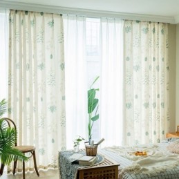 Cortinas Opacas Con Estampado Tropical De Hojas Verdes, Hechas A Medida Para Dormitorio.