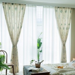 Cortinas Opacas Con Estampado Tropical De Hojas Verdes, Hechas A Medida Para Dormitorio.