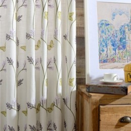 Cortinas Nórdicas Blancas Semiopacas Con Diseño De Mariposas Y Flores, Hechas A Medida Para Sala De Estar.