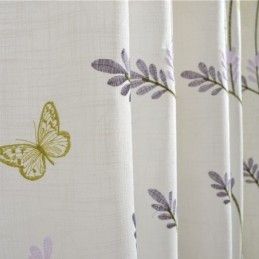 Cortinas Nórdicas Blancas Semiopacas Con Diseño De Mariposas Y Flores, Hechas A Medida Para Sala De Estar.