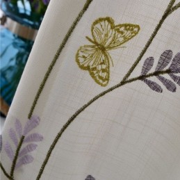 Cortinas Nórdicas Blancas Semiopacas Con Diseño De Mariposas Y Flores, Hechas A Medida Para Sala De Estar.