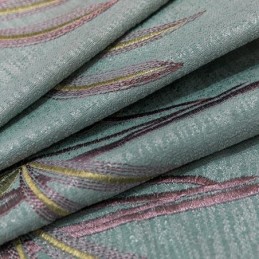 Cortina De Chenilla Hecha A Medida Con Bordado Floral Moderno