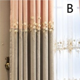 Cortina Opaca Hecha A Medida Cortina Nórdica Flores Bordado Decorativo