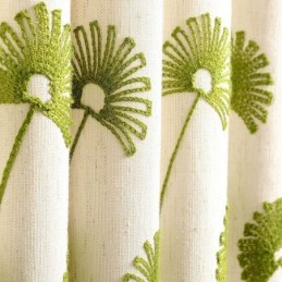 Cortina Moderna Hecha A Medida Cortina De Algodón Y Lino Bordado De Hojas Frescas