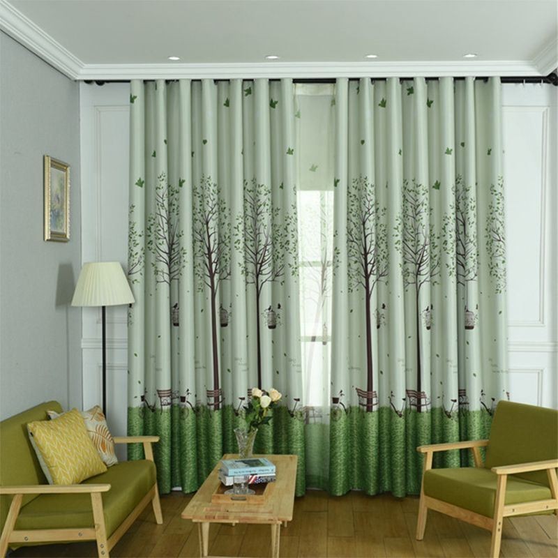 Cortinas Pastorales Modernas Con Estampado De Árboles Para Sala De Estar Y Dormitorio