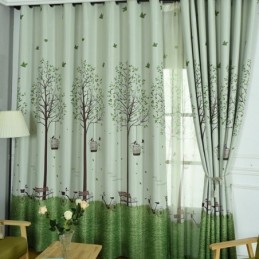 Cortinas Pastorales Modernas Con Estampado De Árboles Para Sala De Estar Y Dormitorio