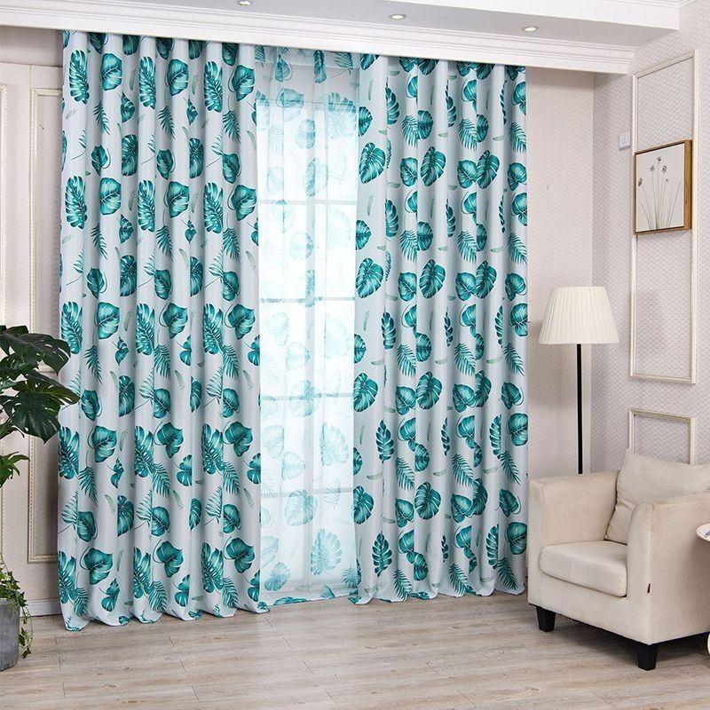 Cortinas Modernas Con Estampado Tropical Y Hojas Verdes Para Ventana De Sala De Estar