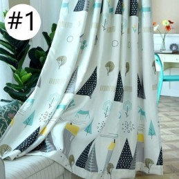 Cortina Hecha A Medida Cortina Con Estampado De Bosque Ventana