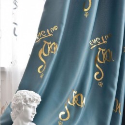 Cortina Opaca Hecha A Medida Con Patrón De Personajes De Estilo Nórdico