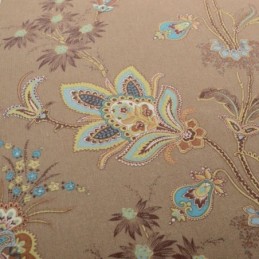 Cortina De Gasa Estilo Americano, Hecha A Medida, Con Estampado De Flores Marrones.