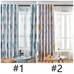 Cortina Opaca Hecha A Medida Con Estampado De Hojas Nórdicas Para Ventana