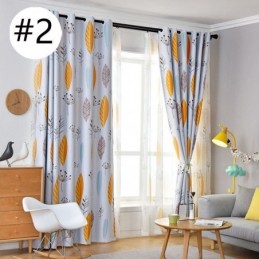 Cortina Opaca Hecha A Medida Con Estampado De Hojas Nórdicas Para Ventana