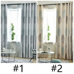 Cortina Opaca Hecha A Medida Con Estampado De Hojas Nórdicas Para Ventana