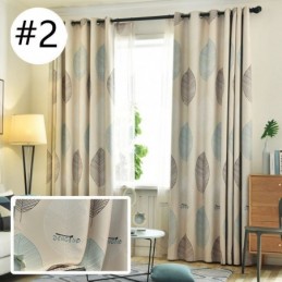 Cortina Opaca Hecha A Medida Con Estampado De Hojas Nórdicas Para Ventana