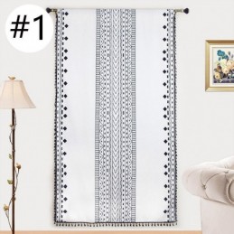 Cortinas Con Estampado Geométrico, Semiopacas, De Algodón Y Lino Con Borlas Para Sala De Estar