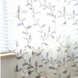 Cortinas Transparentes Estilo Pastoral Americano Con Patrón De Bordado Personalizado Avanzado