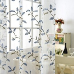 Cortinas Transparentes Estilo Pastoral Americano Con Patrón De Bordado Personalizado Avanzado