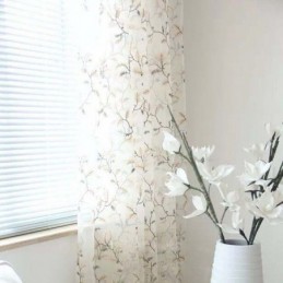 Cortinas Transparentes Estilo Pastoral Americano Con Patrón De Bordado Personalizado Avanzado