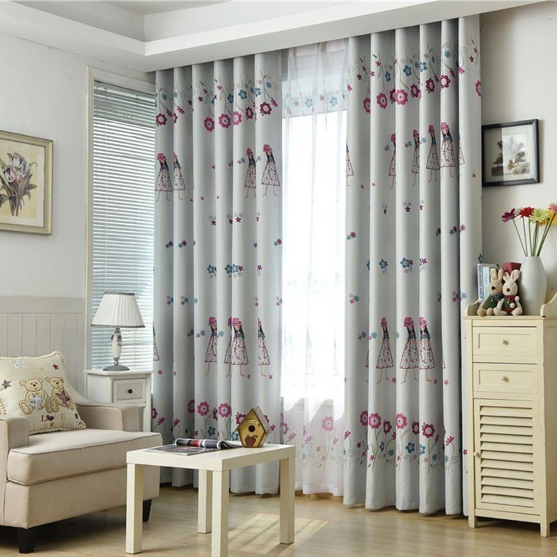 Cortina Con Estampado De Niña De Dibujos Animados, Hecha A Medida, Para Habitación Infantil, Térmica Y Opaca.