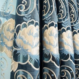 Cortina De Chenilla Hecha A Medida, Estilo Europeo, Con Bordado Floral.