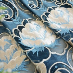 Cortina De Chenilla Hecha A Medida, Estilo Europeo, Con Bordado Floral.