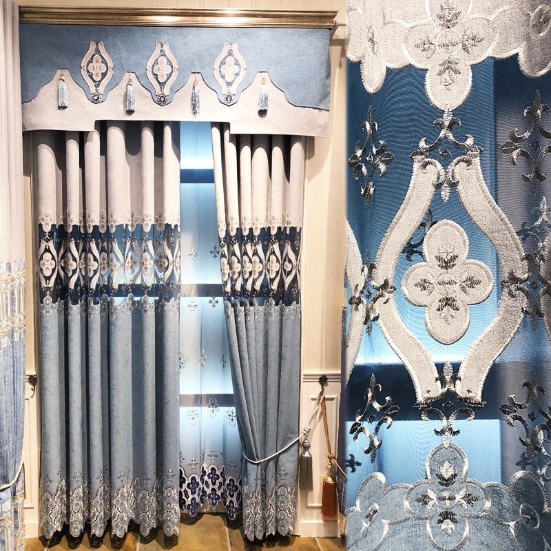 Cortina De Chenilla Hecha A Medida, Estilo Europeo, Con Bordado Floral.