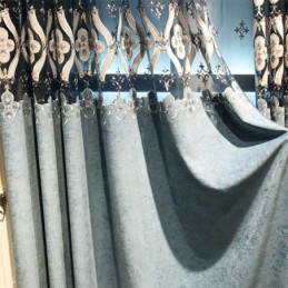 Cortina De Chenilla Hecha A Medida, Estilo Europeo, Con Bordado Floral.