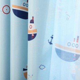 Cortinas Opacas Con Estampado De Dibujos Animados De Barcos Para Niños, Hechas A Medida Para Dormitorio Infantil.